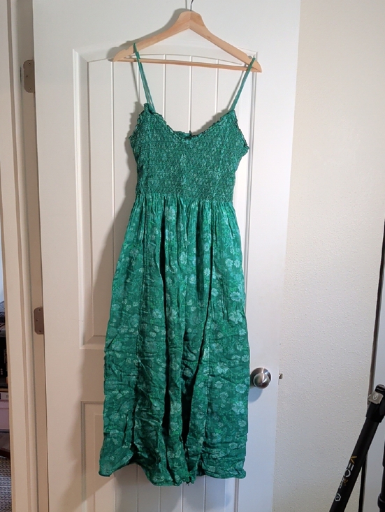 Free People Dresses & Skirts - Free People Green Floral Smocked Maxi Dress